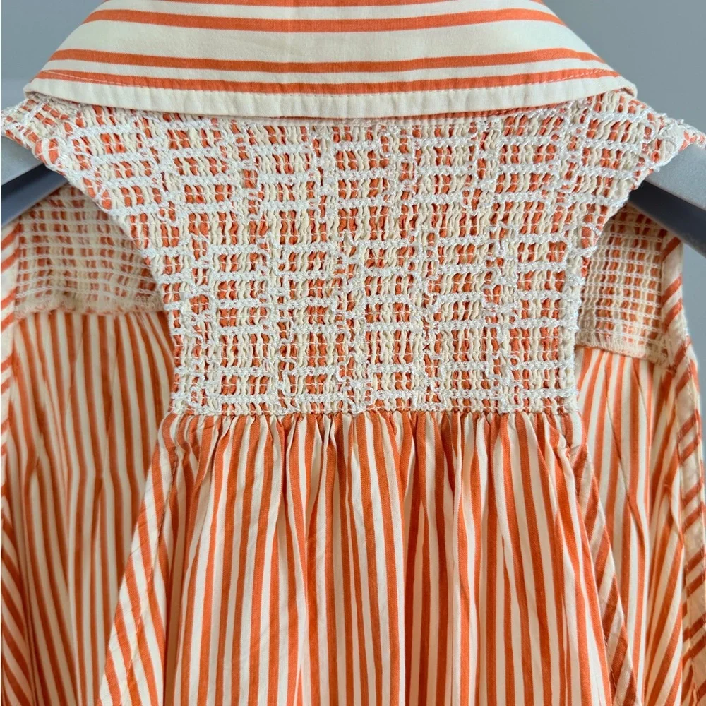 Free People Orange and White Textured Top - Picture 9 of 10